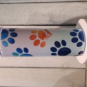 PAW PRINT LOVE- NWT 20oz SS skinny tumbler & lid, vivid color